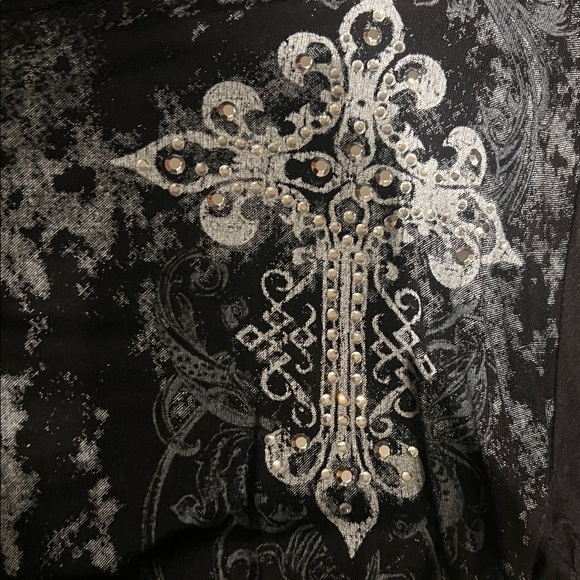 Western Soft Black and White Long Sleeve Hoodie - Picture 4 of 6